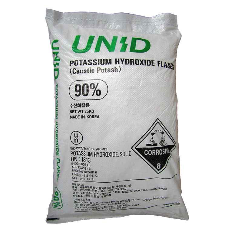 KOH - Potassium hydroxide 90%, Đài Loan, Hàn Quốc, 25kg/bao