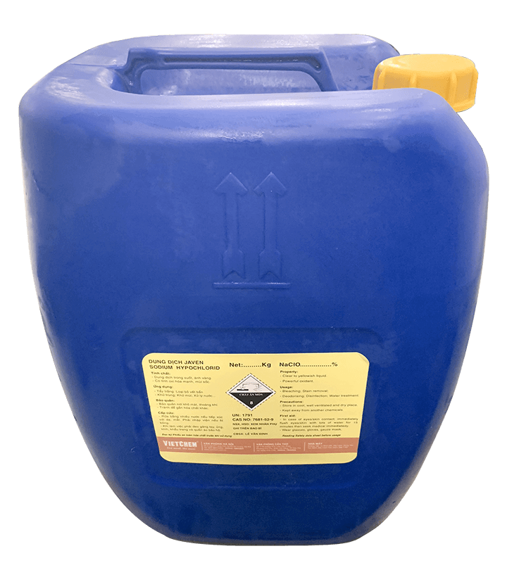 Hóa chất khử trùng, Nước tẩy rửa Javen công nghiệp NaClO, Việt Nam, 30kg/can