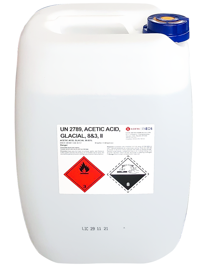 Hóa chất CH3COOH 99% - Acid Acetic 99%, Hàn Quốc, Đài Loan, 30kg/can.