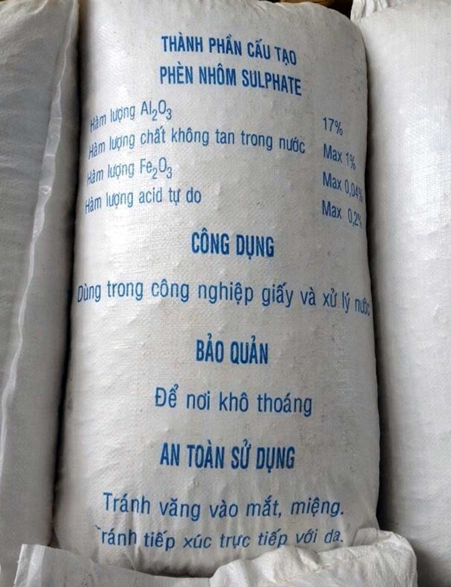 Hóa chất Al2(SO4)3.17H2O - Phèn nhôm Sunfat, Việt Nam, 50kg/bao